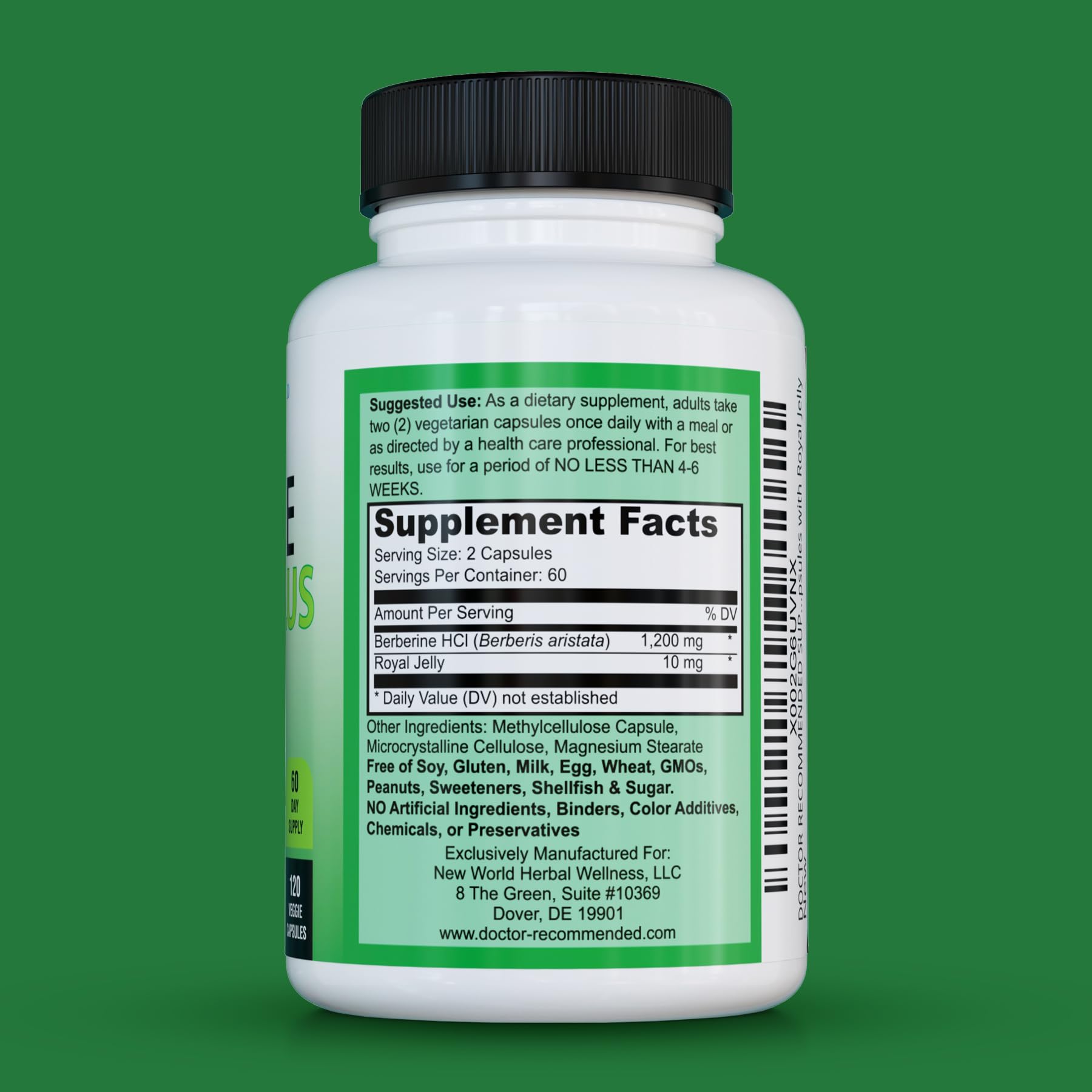 DOCTOR RECOMMENDED SUPPLEMENTS cápsula vegetal en acercamiento destacando textura pura