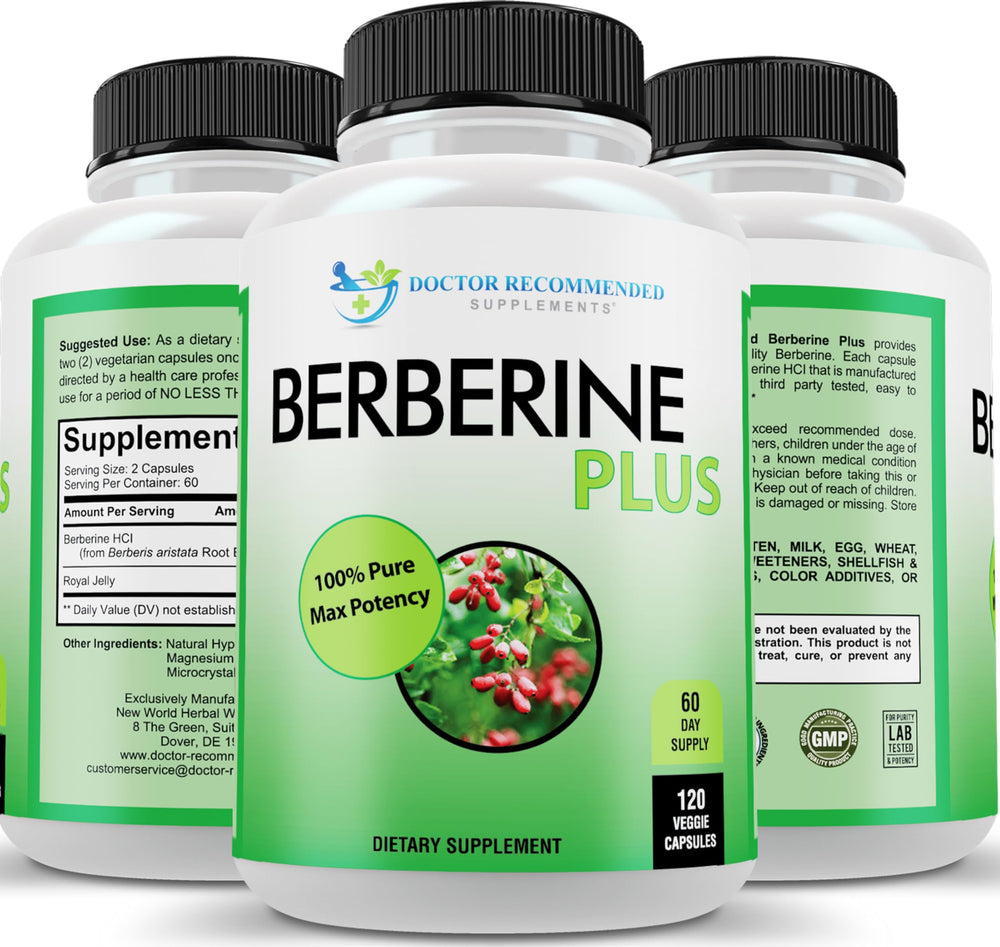 DOCTOR RECOMMENDED SUPPLEMENTS frasco delantero mostrando diseño y cantidad 120 cápsulas