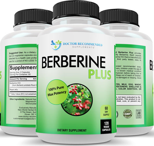 DOCTOR RECOMMENDED SUPPLEMENTS frasco delantero mostrando diseño y cantidad 120 cápsulas