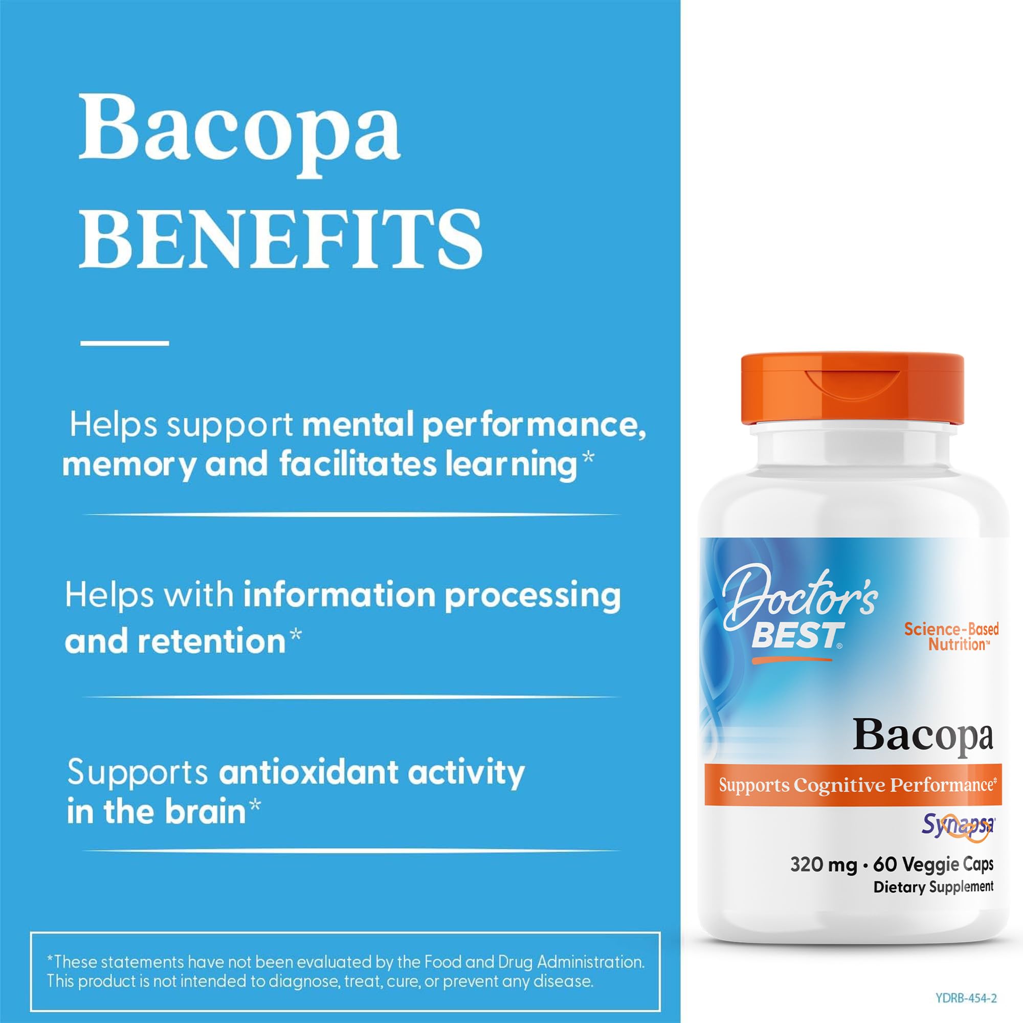 Doctor's BEST polvo de Bacopa en detalle, pureza y textura uniforme
