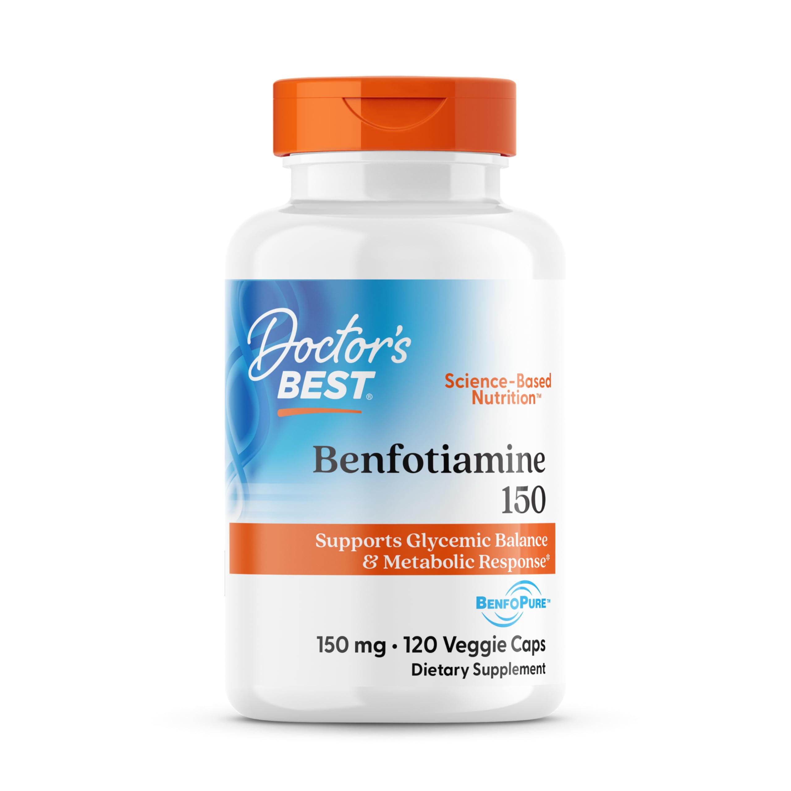 Doctor's Best frente del envase mostrando 120 cápsulas veganas y beneficios