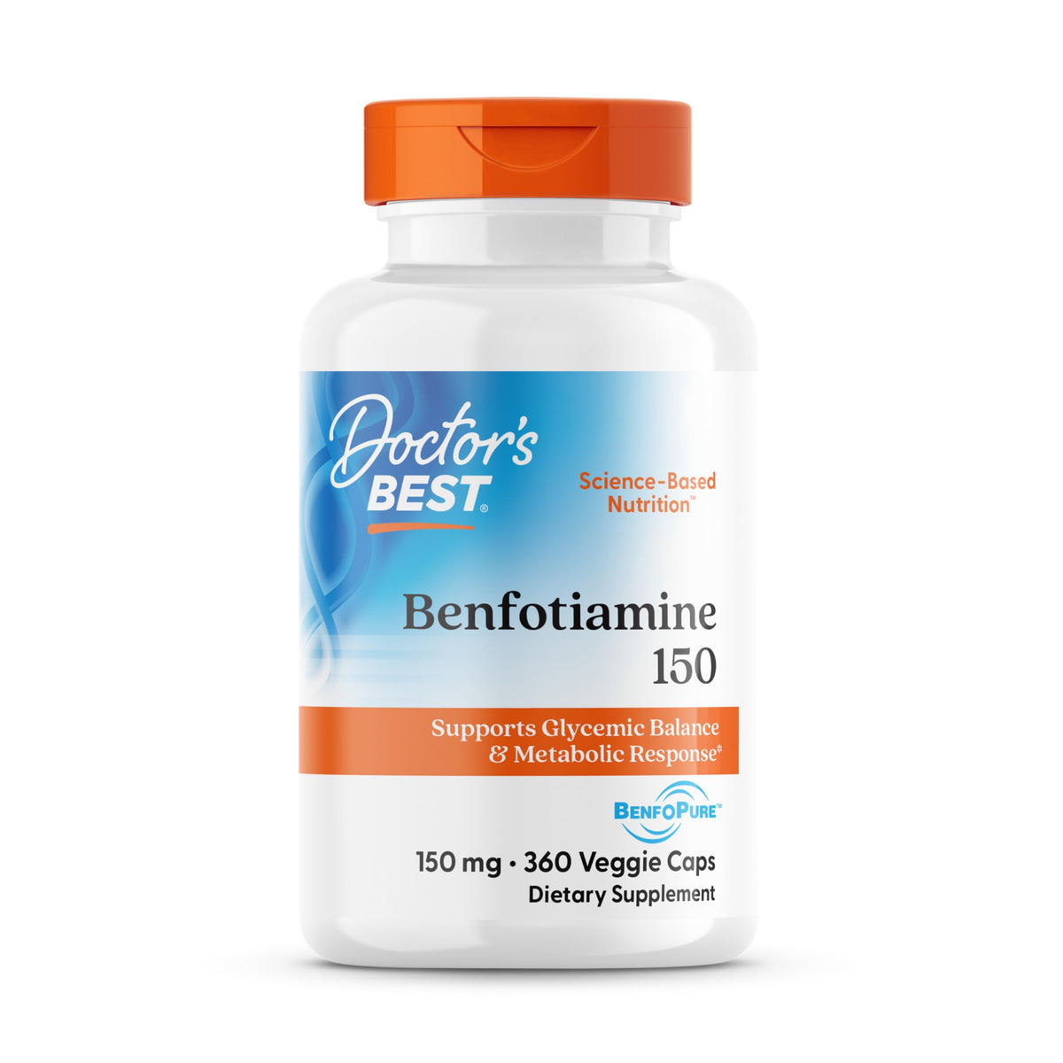Doctor's BEST frasco frente mostrando 360 veggie caps y ventaja de alta biodisponibilidad