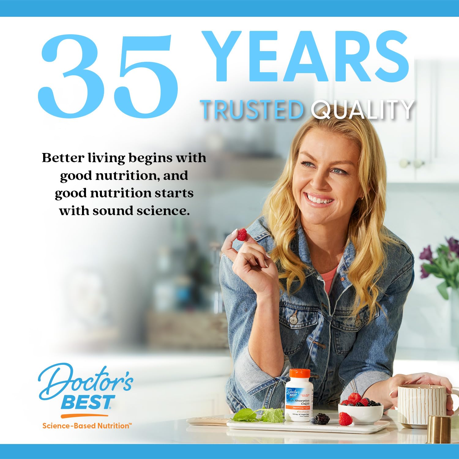 Doctor's BEST cápsulas en mano para comparar tamaño y dosis