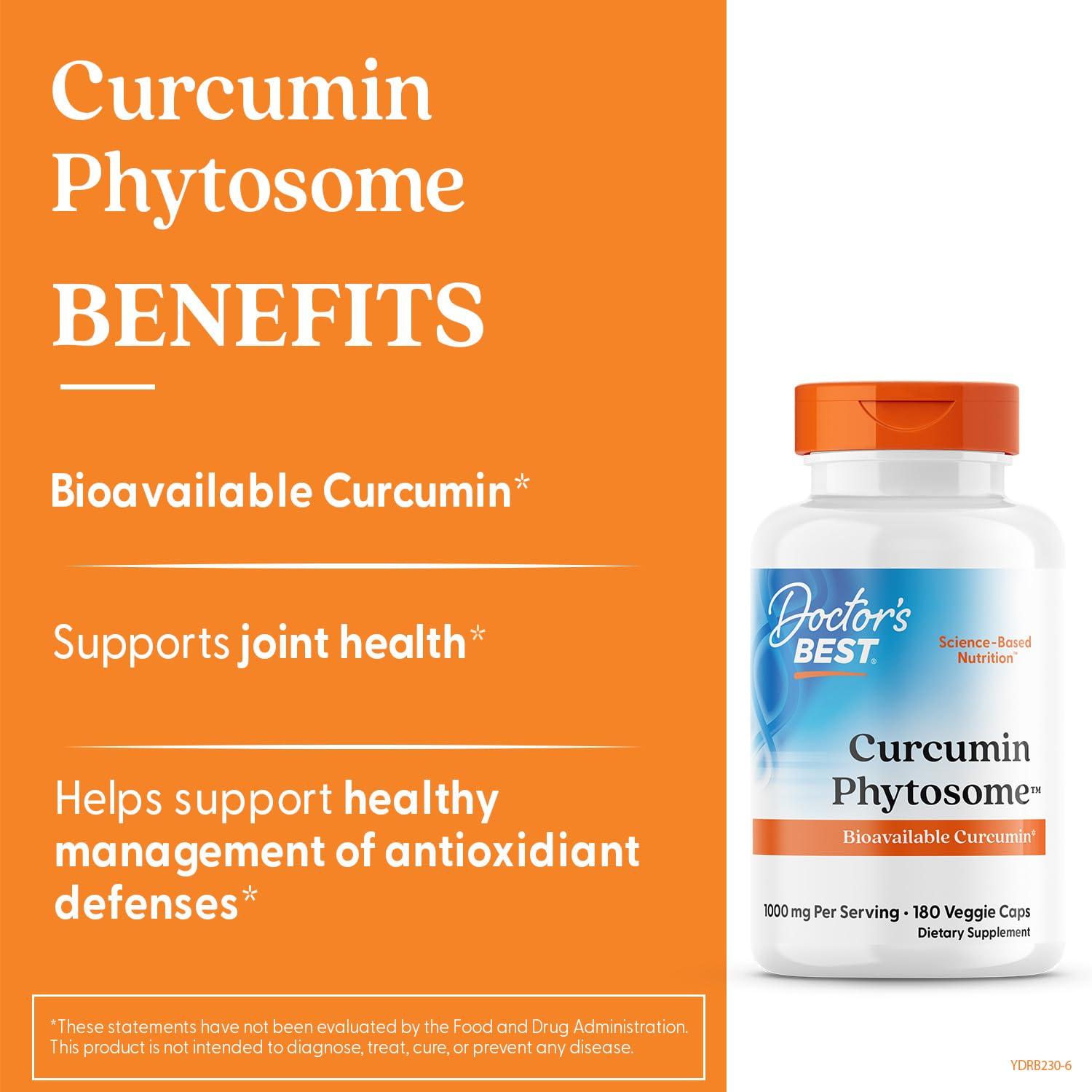 Primer plano de cápsula Doctor's BEST curcumin phytosome mostrando textura y tamaño