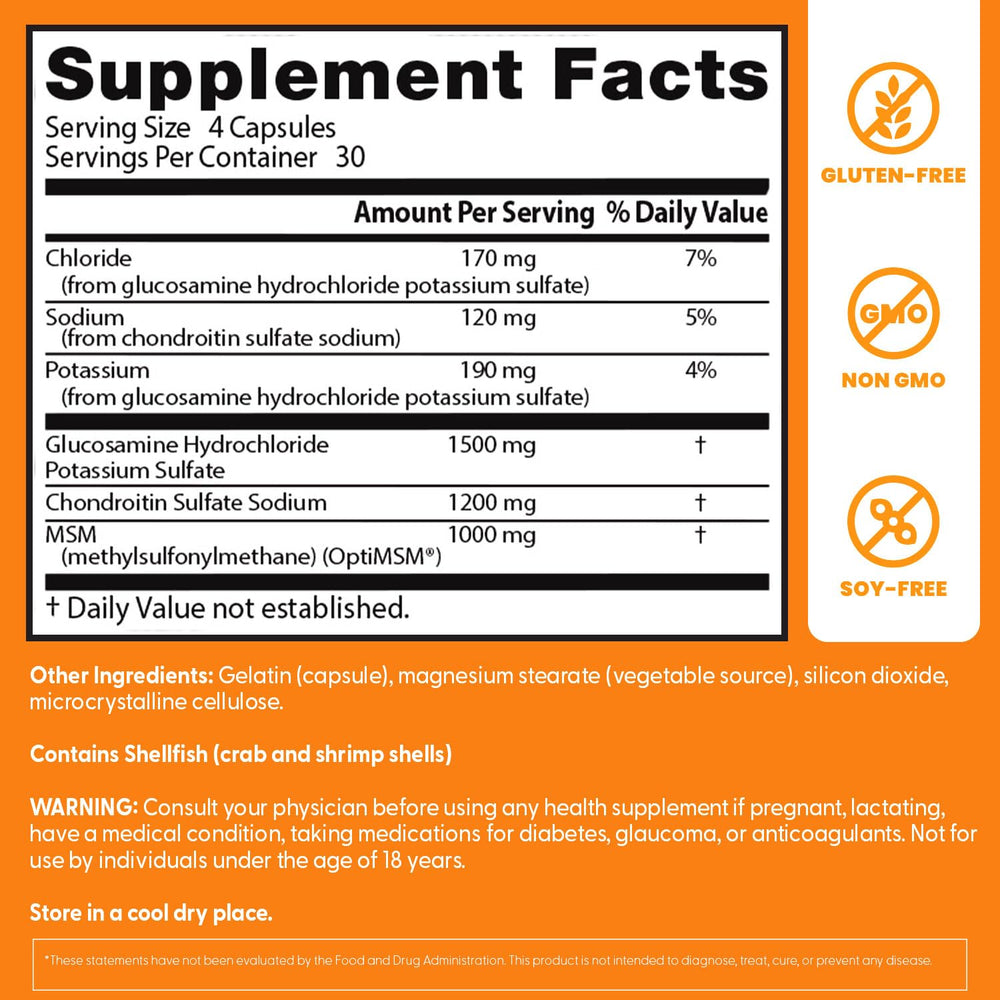 Doctor's BEST etiqueta con datos nutricionales y beneficios claros para articulaciones