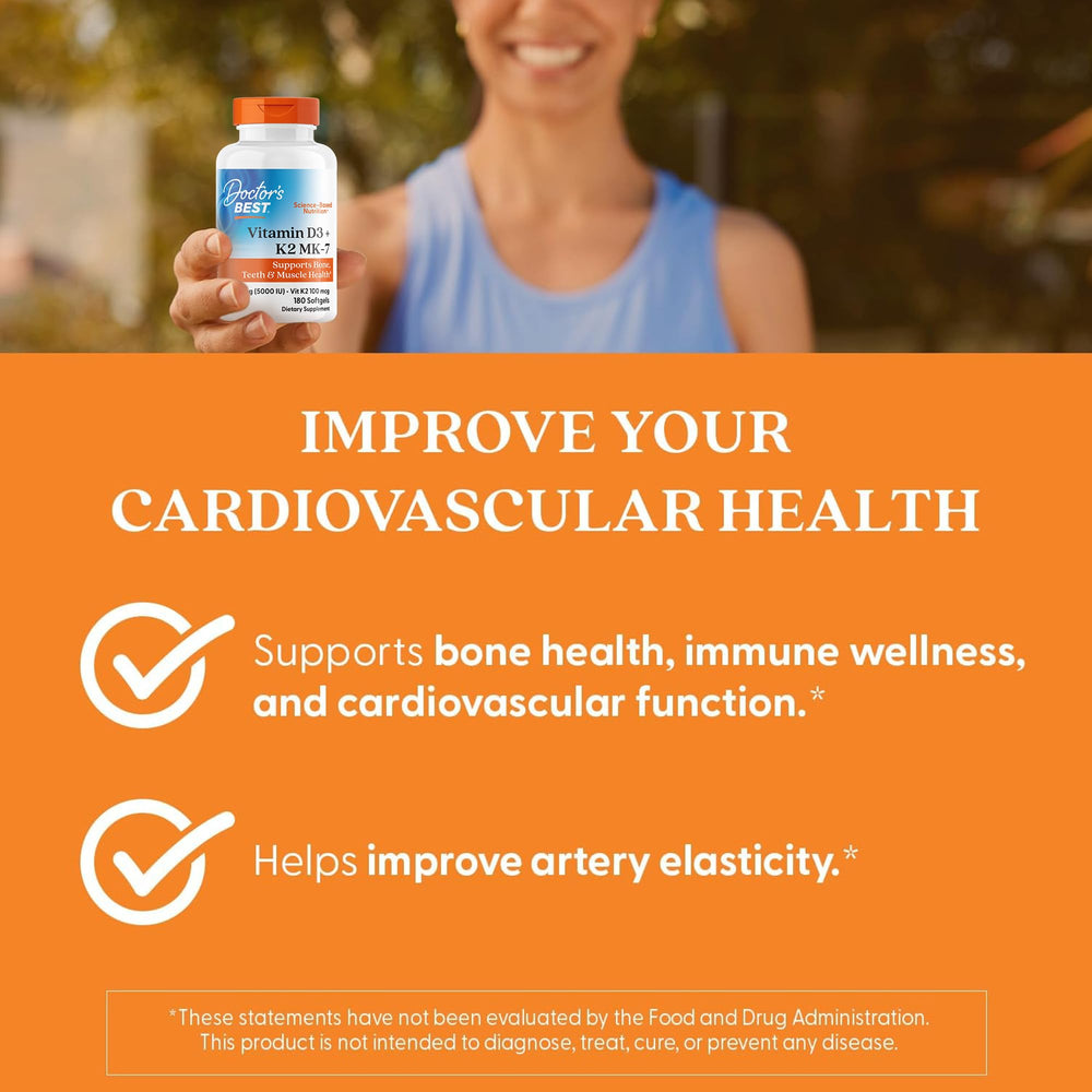 Doctor's BEST etiqueta nutricional ampliada con datos de D3 y K2 claros
