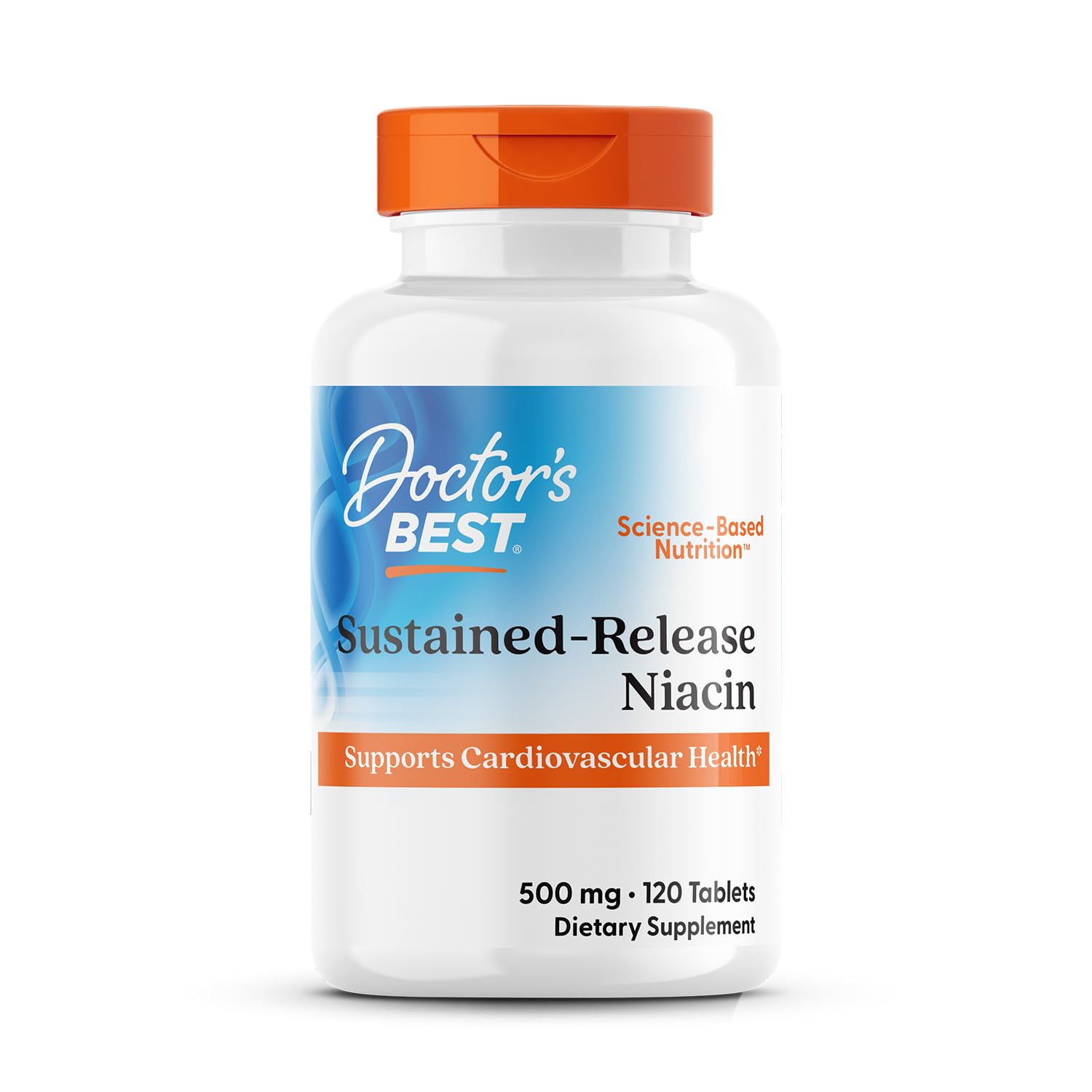 Doctor's BEST envase frontal mostrando niacina 500 mg y beneficios claros