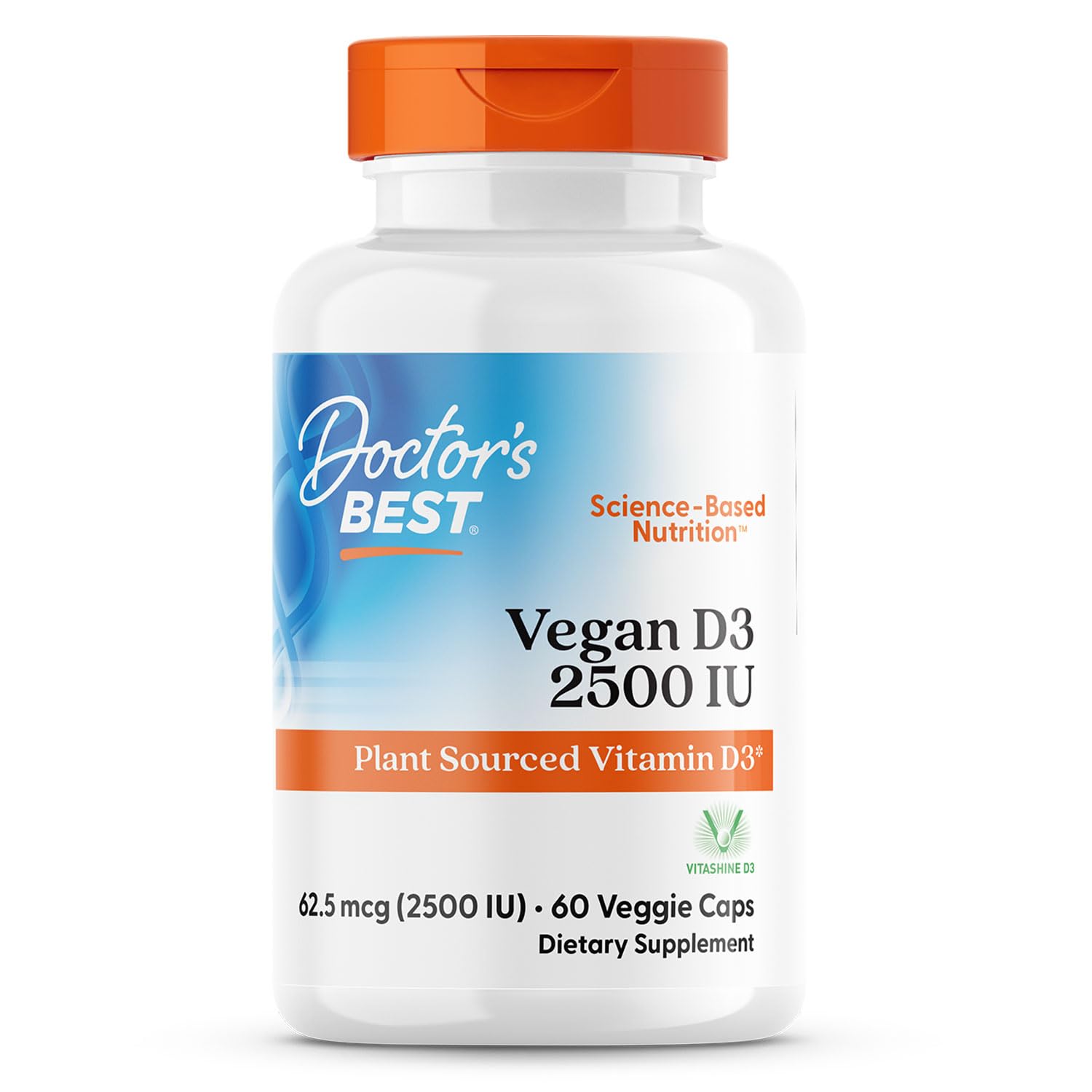 Doctor's BEST frontal del envase mostrando dosis y 60 cápsulas, ideal para veganos