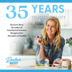 Doctor's Best cápsula al lado de moneda para escala y conveniencia