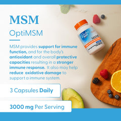 Doctor's Best polvo OptiMSM en cuchara mostrando pureza y calidad