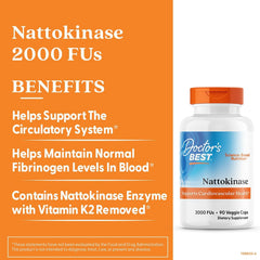Doctor's BEST etiqueta con información de 2000 FU y sin vitamina K2