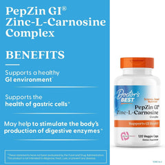 Doctor's BEST polvo de zinc‑L‑carnosina dentro de cápsula, formulación pura