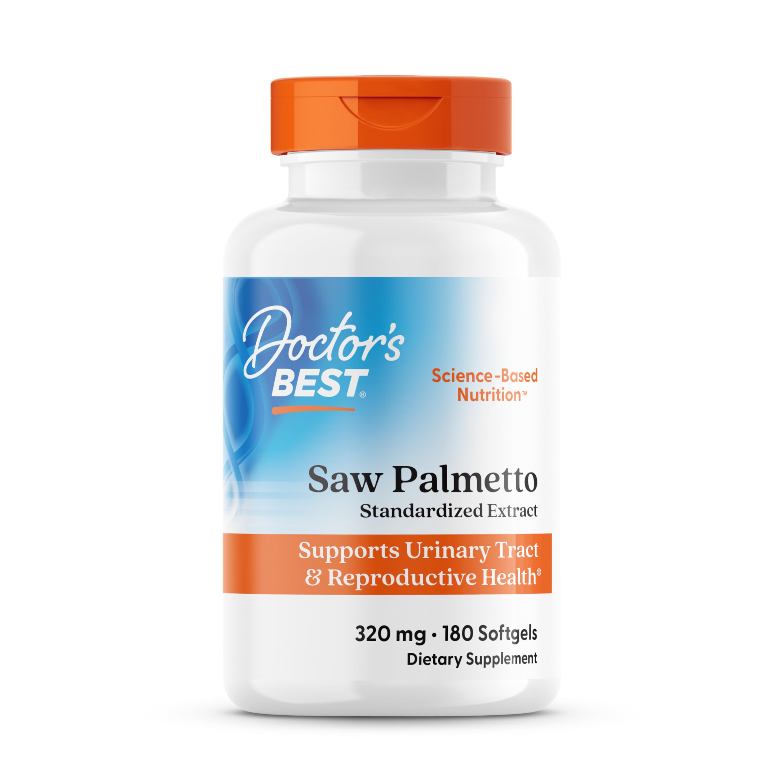 Doctor's BEST botella frontal del saw palmetto 180 cápsulas, apoyo prostático visible
