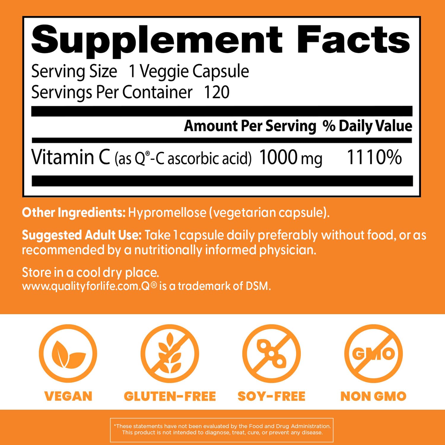 Doctor's BEST etiqueta nutricional legible que destaca 1000 mg por cápsula