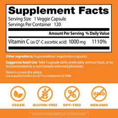 Doctor's BEST etiqueta nutricional legible que destaca 1000 mg por cápsula