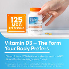 Doctor's BEST etiqueta visible con dosis 5000 UI y características del producto