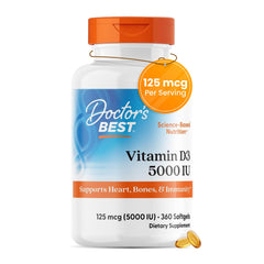 Doctor's BEST envase frontal mostrando 360 cápsulas y ventaja de suministro prolongado