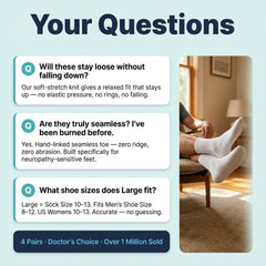 Doctor's Choice etiqueta con información de talla y material visible
