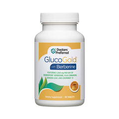 DOCTORS' PREFERRED frasco frontal mostrando GlucoGold y claridad de dosis