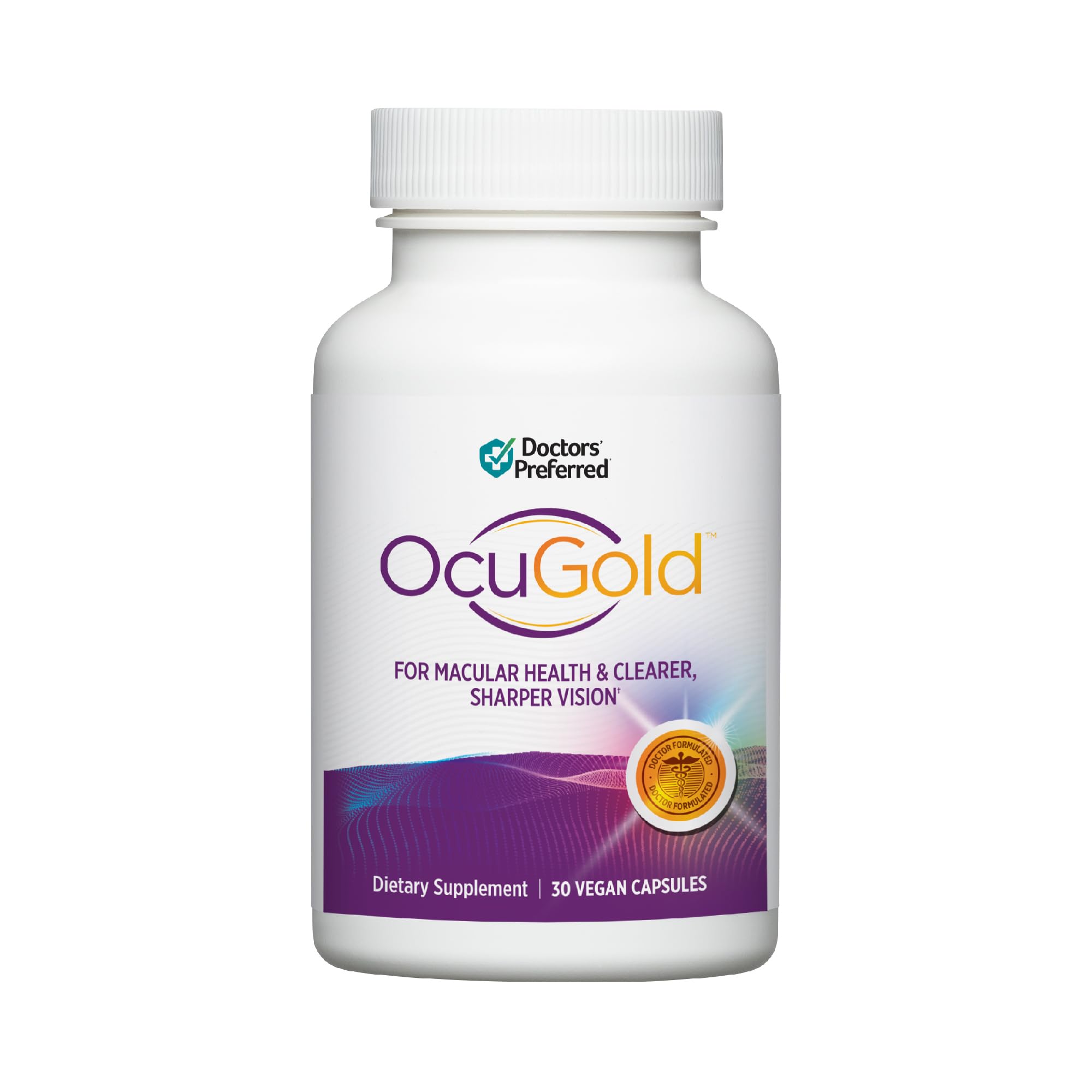 DOCTORS' PREFERRED empaque frontal mostrando OcuGold y beneficios visuales