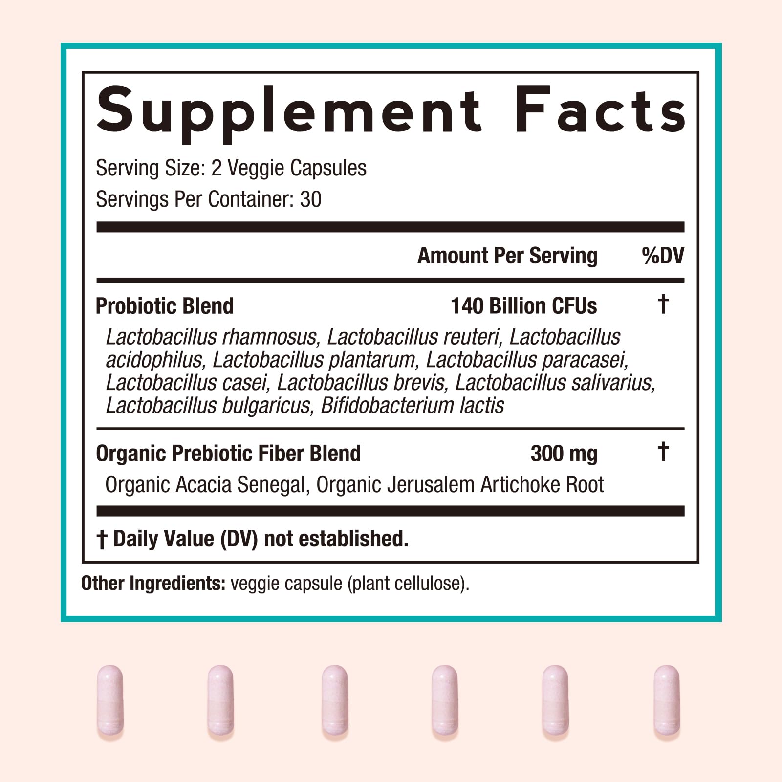 Etiqueta nutricional Doctor's Recipes con listado de cepas y prebióticos