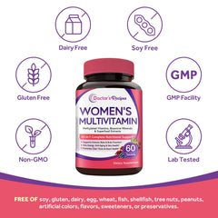 Doctor's Recipes etiqueta nutricional clara con información de vitaminas