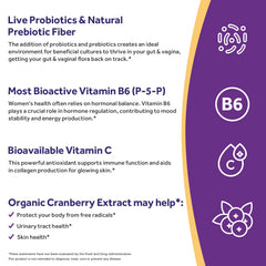 Doctor's Recipes frasco junto a arándanos y tabletas de vitaminas destacando ingredientes