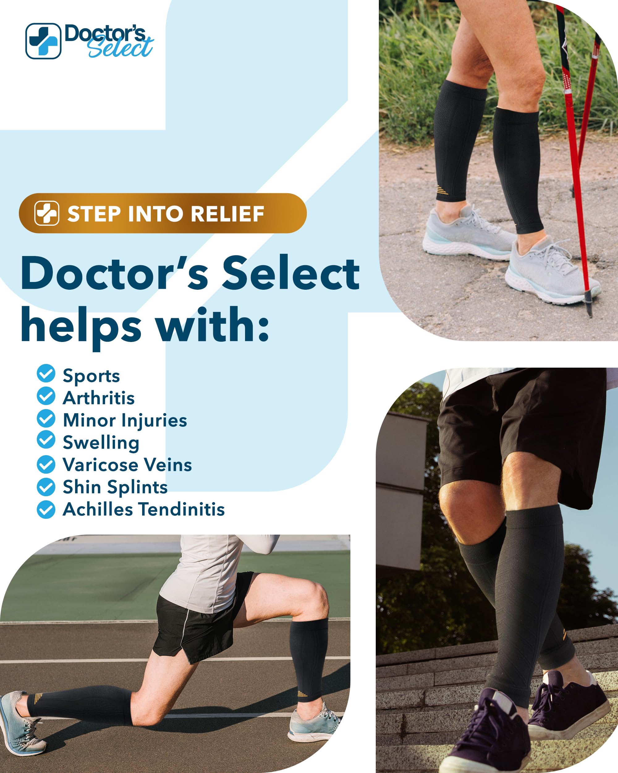 Doctor's Select comparación de talla junto a una regla para elegir la medida correcta