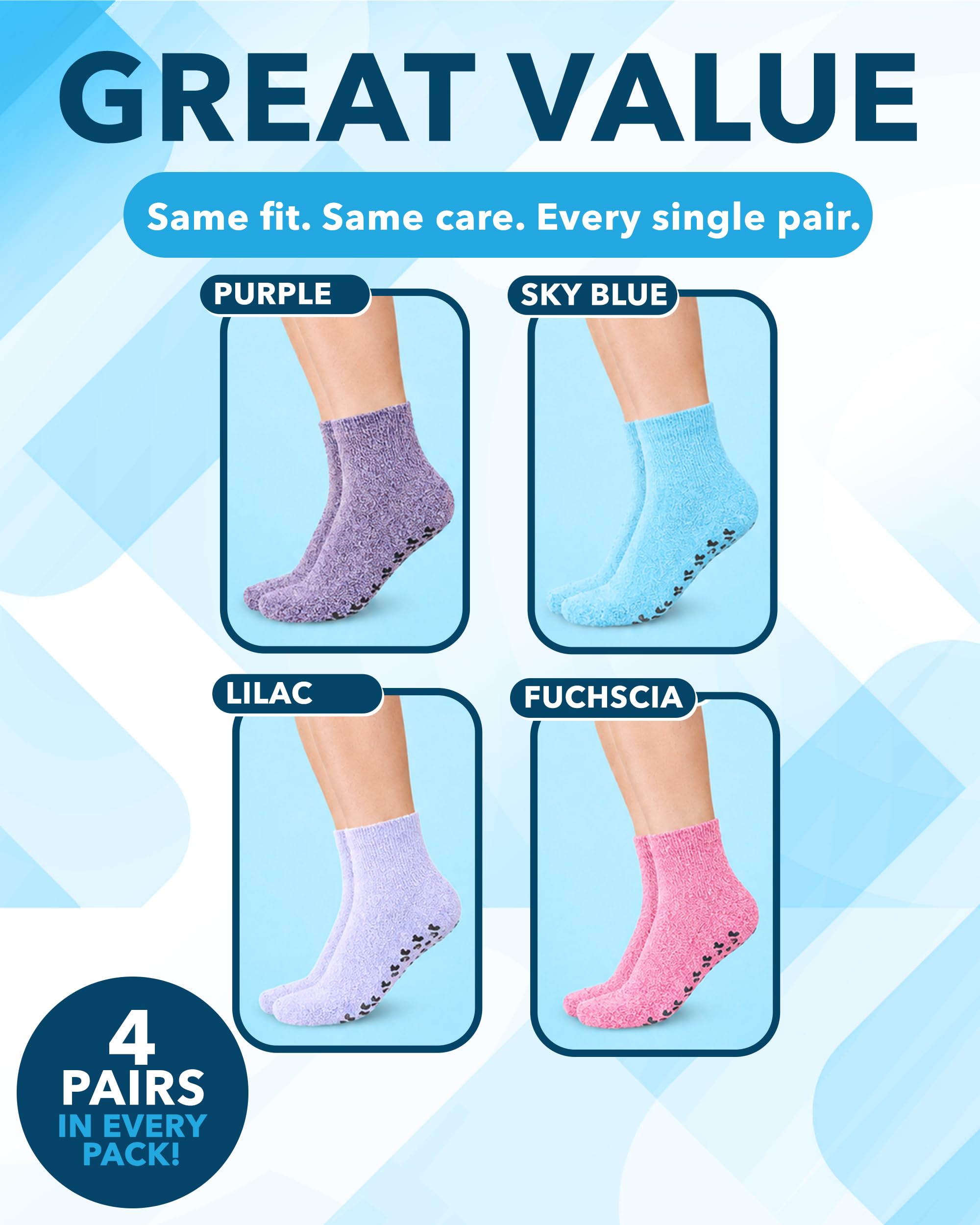 Doctor's Select conjunto de cuatro pares en light blue, blue, purple y pink mostrando colores
