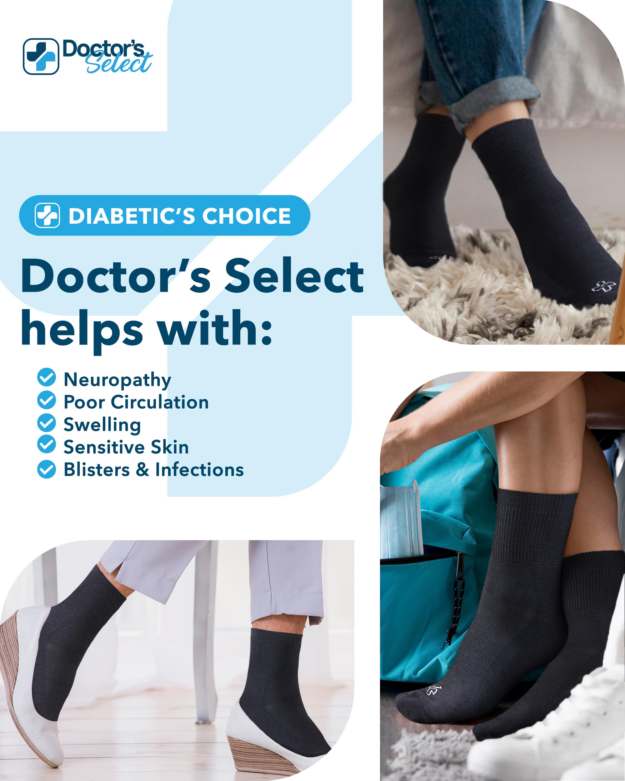 Doctor's Select costura de punta lisa, reduce rozaduras en dedos