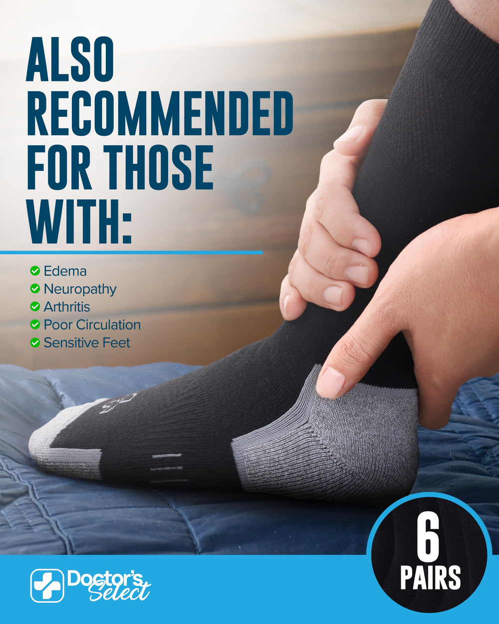 Doctor's Select calcetín puesto dentro de zapato casual para uso diario cómodo