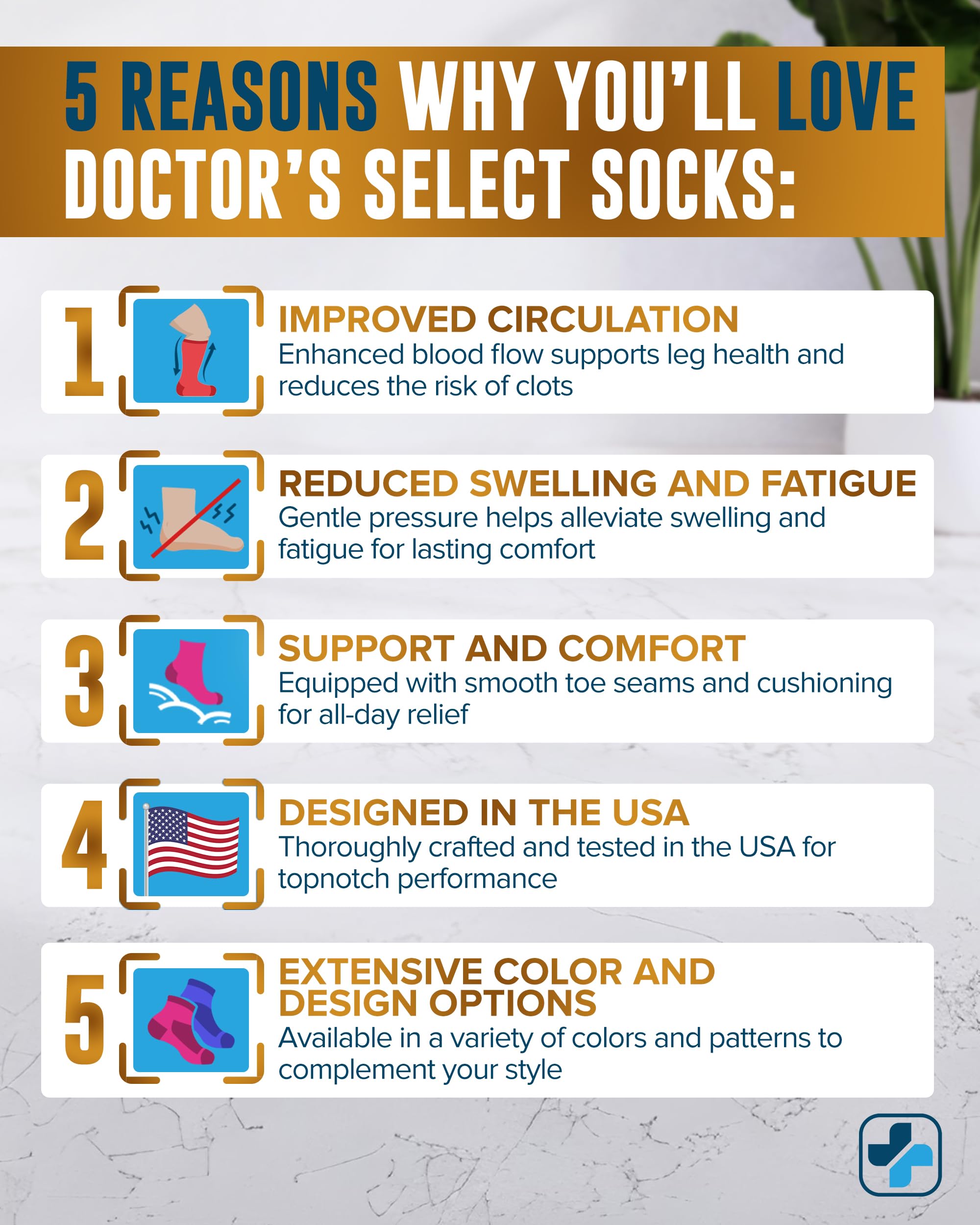 Doctor's Select etiqueta con composición y símbolos de cuidado para larga duración