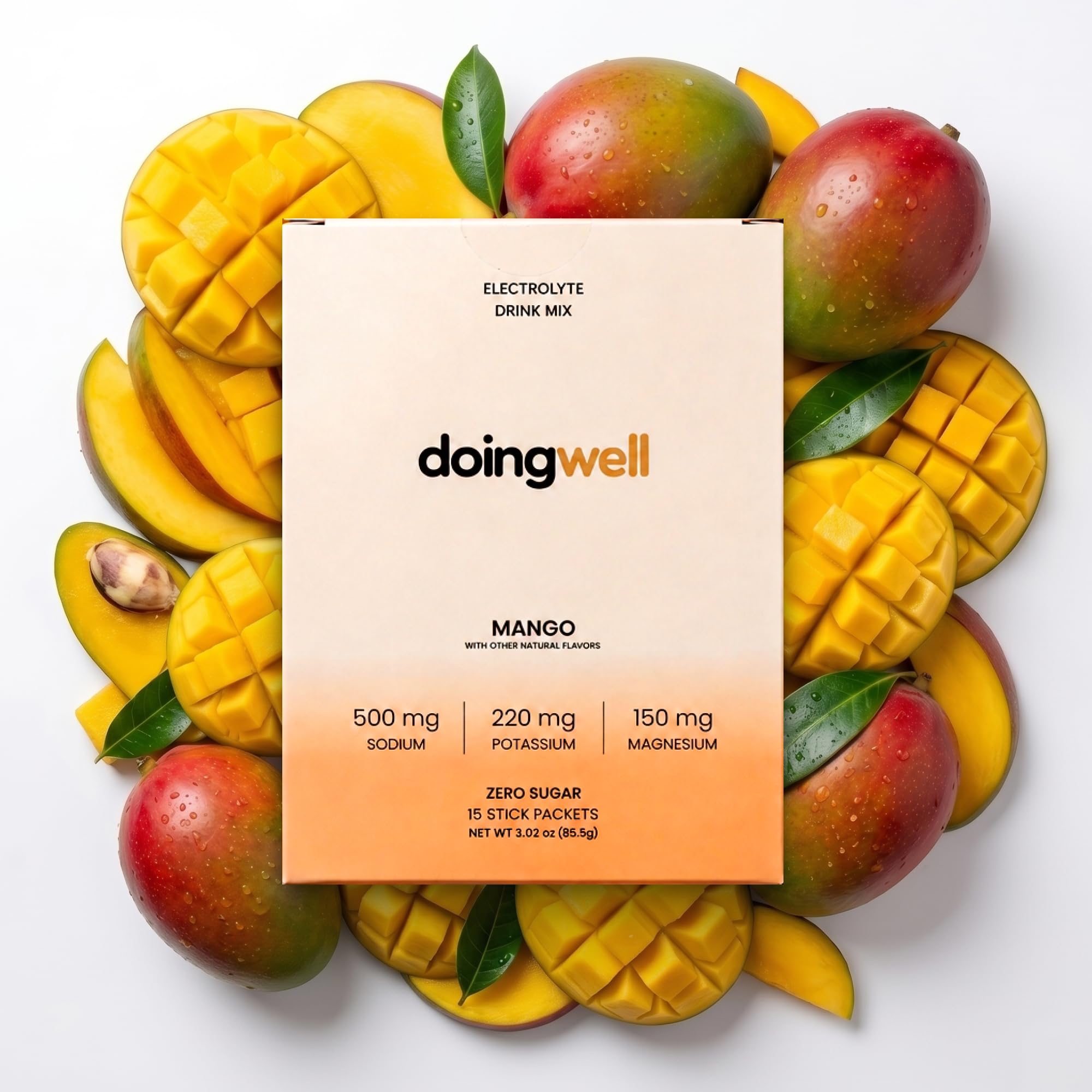 doingwell paquete frontal mango mostrando envase práctico y beneficios