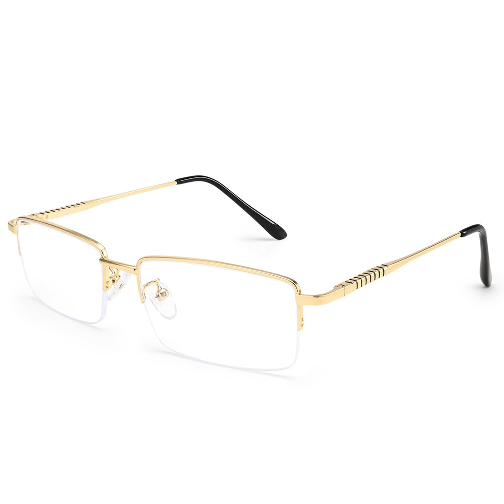 Gafas Dollger frontal con montura metálica dorada, aspecto profesional y protección