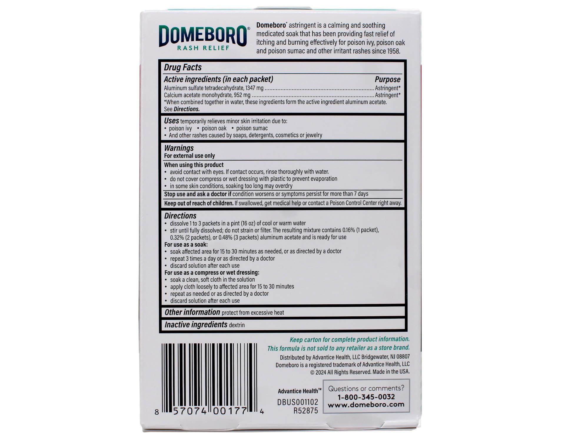 Domeboro polvo en mano detalle de textura, mezcla fácil y dosificada