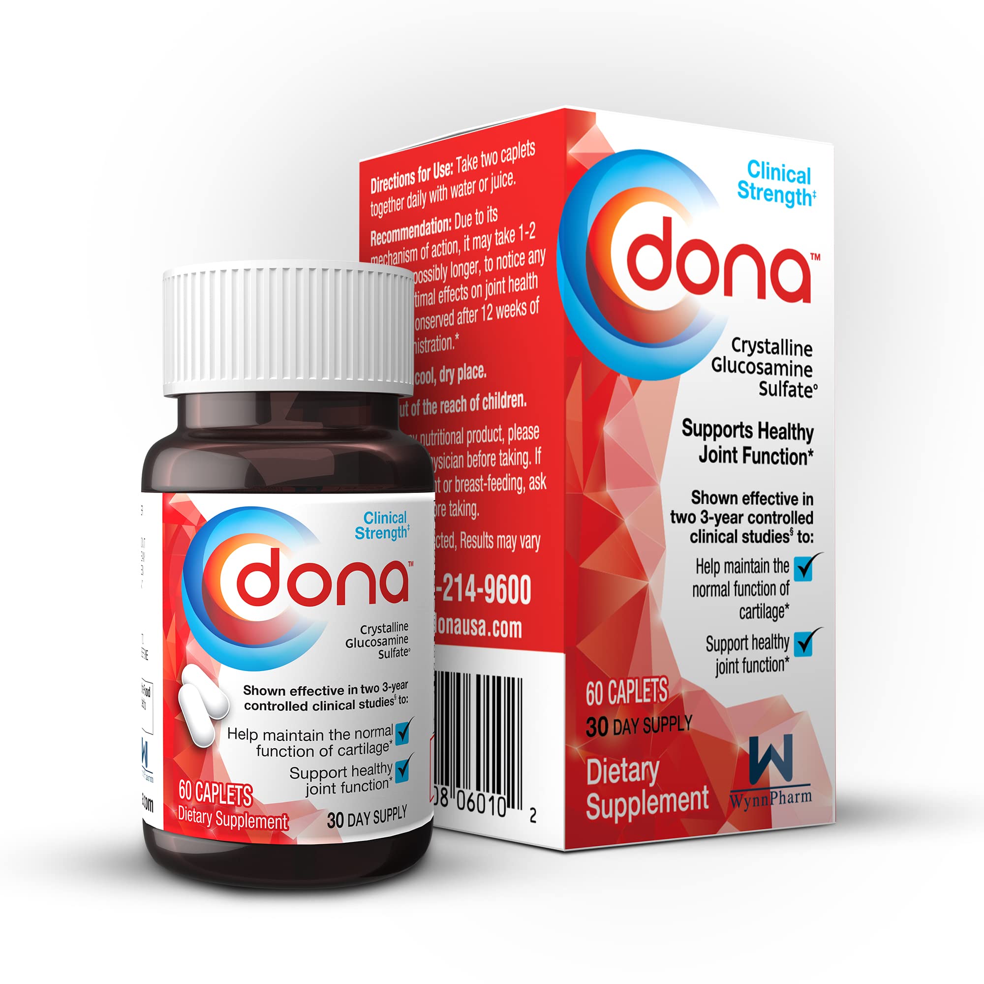 Dona frasco frontal mostrando etiqueta y beneficio de apoyo articular