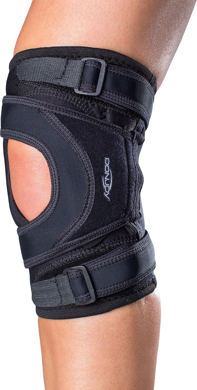 DonJoy Tru-Pull Lite vista frontal y packaging, soporte visible