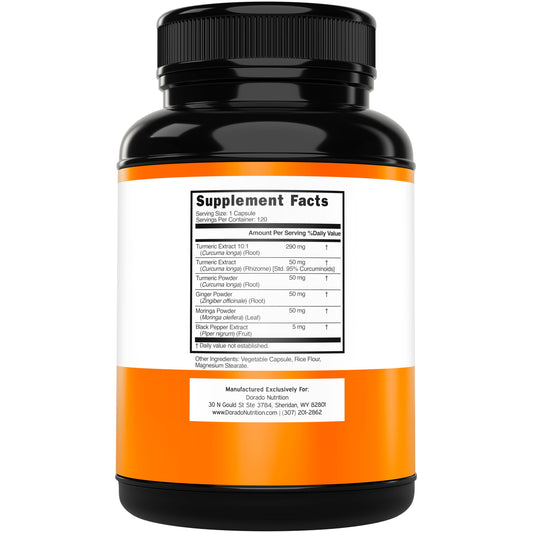 DORADO NUTRITION cápsulas en primer plano, calidad y formulación concentrada