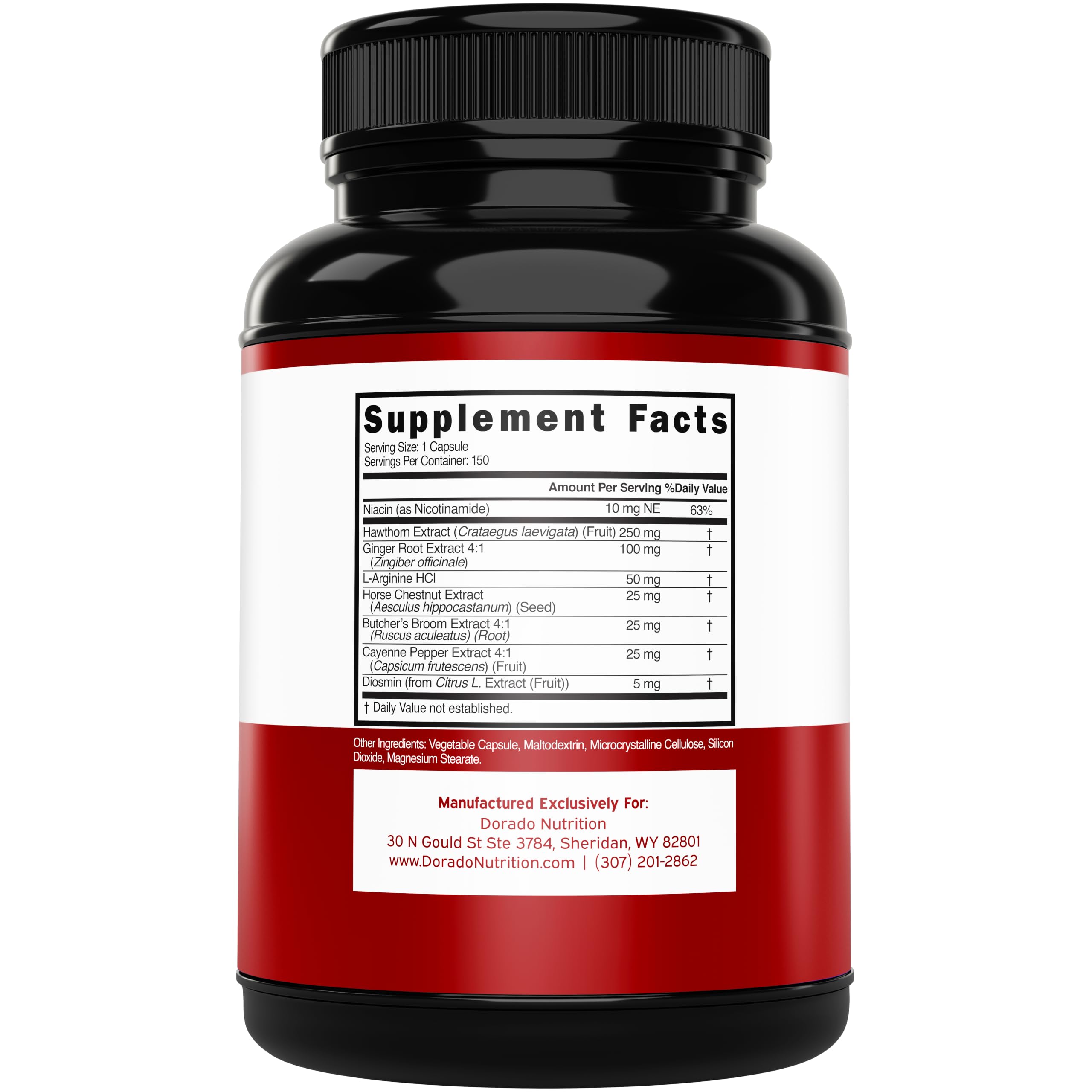DORADO NUTRITION etiqueta con lista de ingredientes clave para transparencia y confianza
