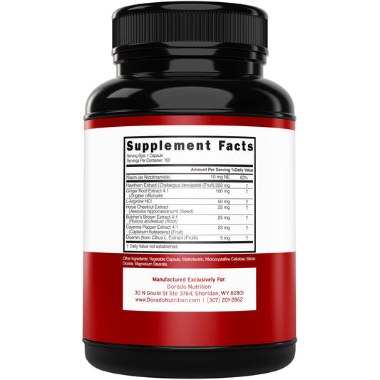 DORADO NUTRITION etiqueta con lista de ingredientes clave para transparencia y confianza