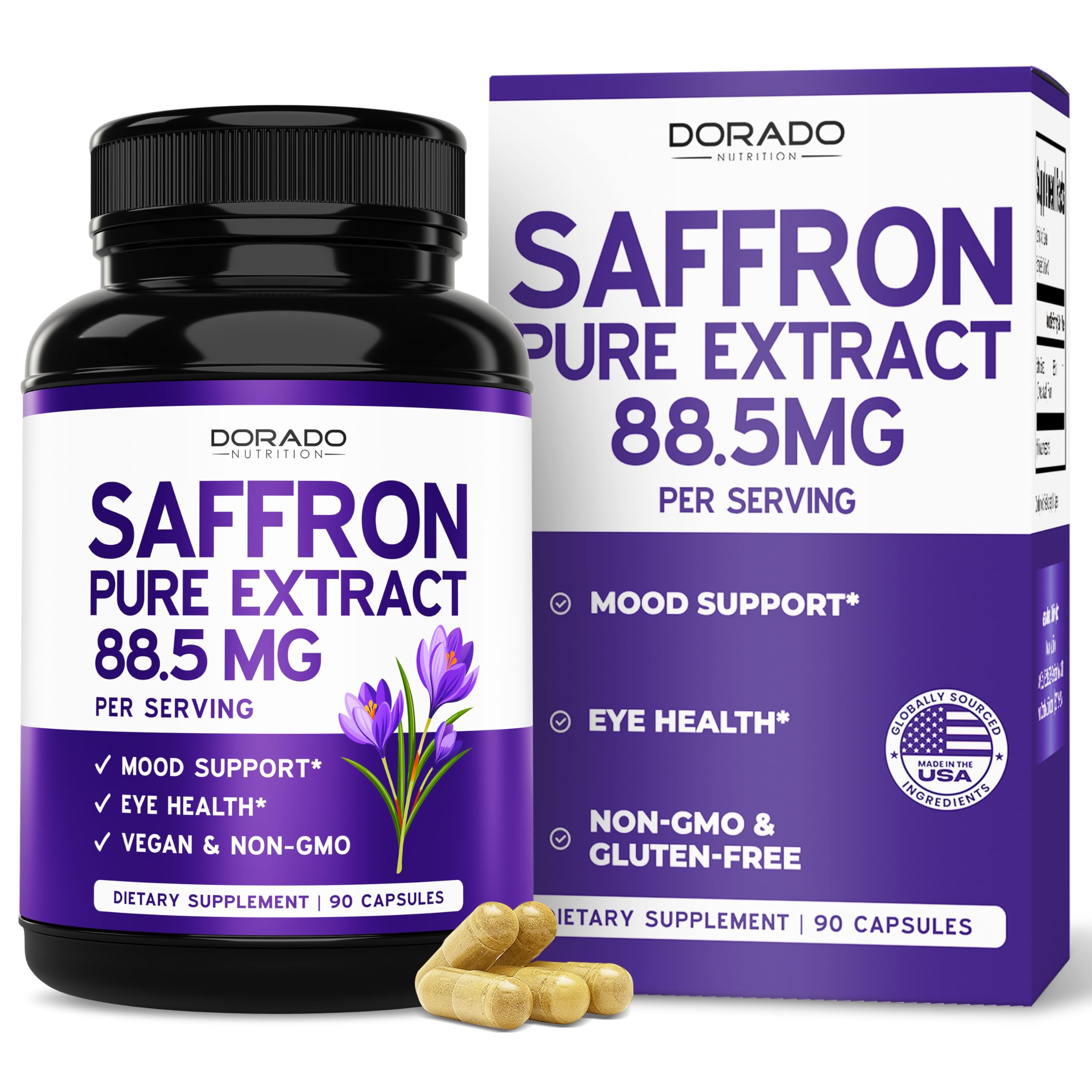 DORADO NUTRITION frasco frontal mostrando 90 cápsulas y etiqueta clara