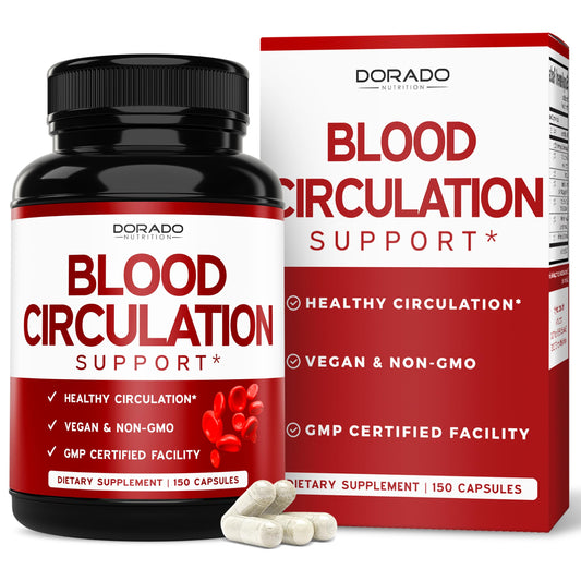 DORADO NUTRITION frasco frontal mostrando 150 cápsulas y beneficio de suministro prolongado