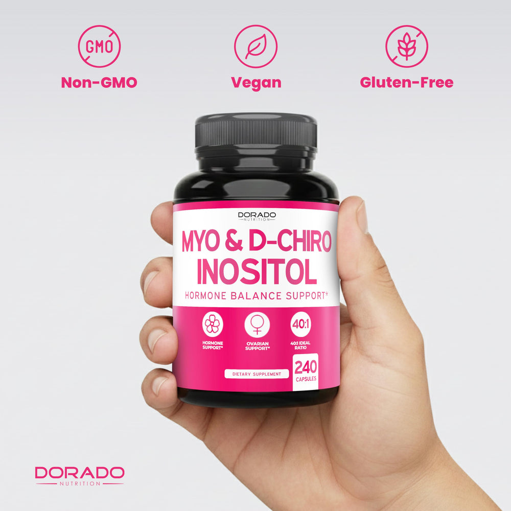 DORADO NUTRITION polvo de inositol en cuchara resaltando ingrediente principal