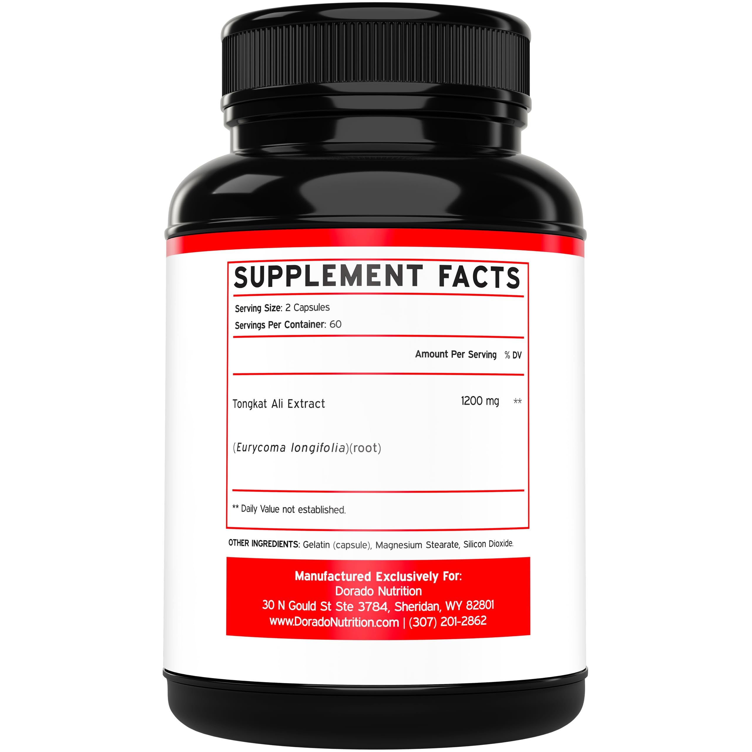 DORADO NUTRITION etiqueta lateral con ingredientes y certificaciones visibles