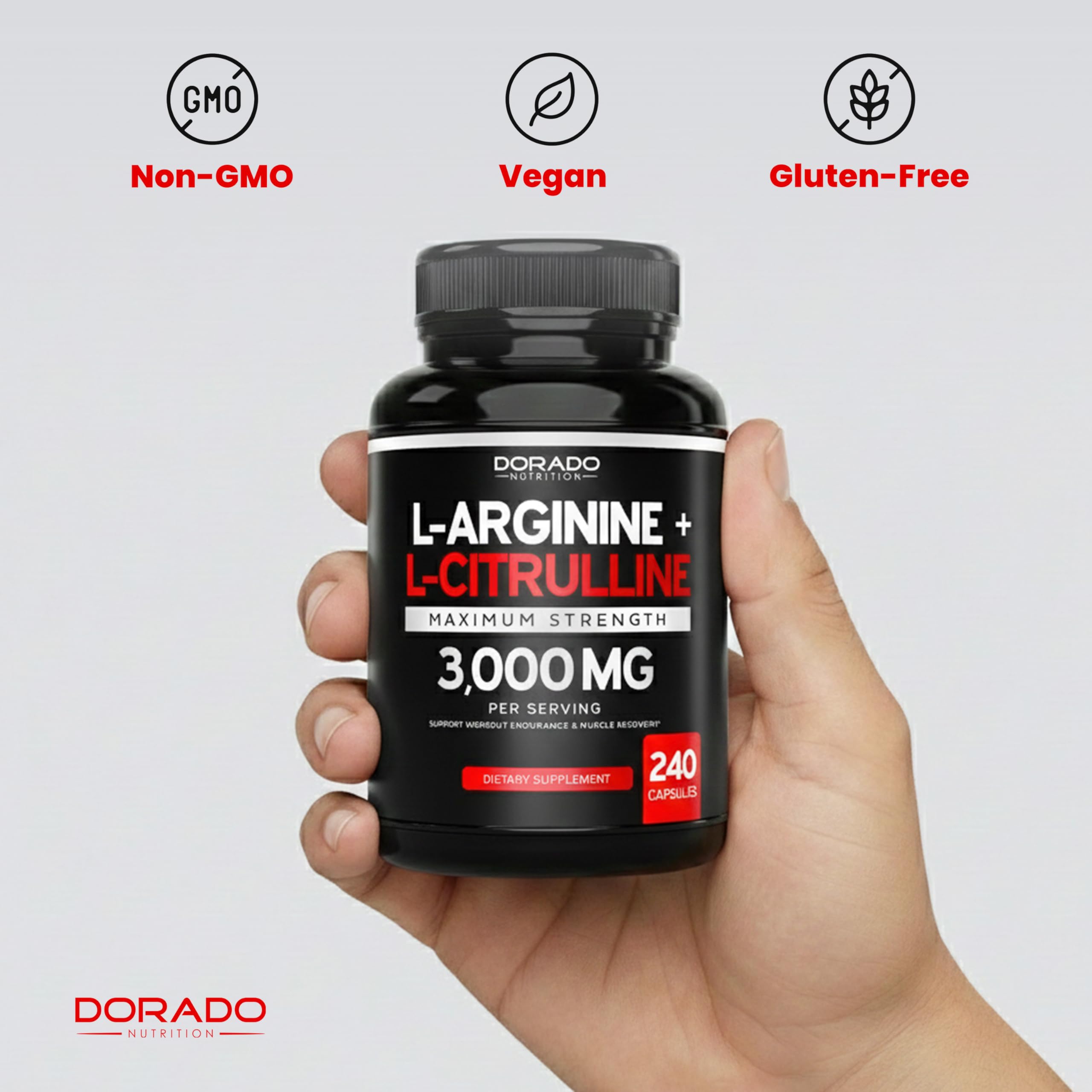 DORADO NUTRITION bote junto a ropa de entrenamiento para uso antes de ejercicio