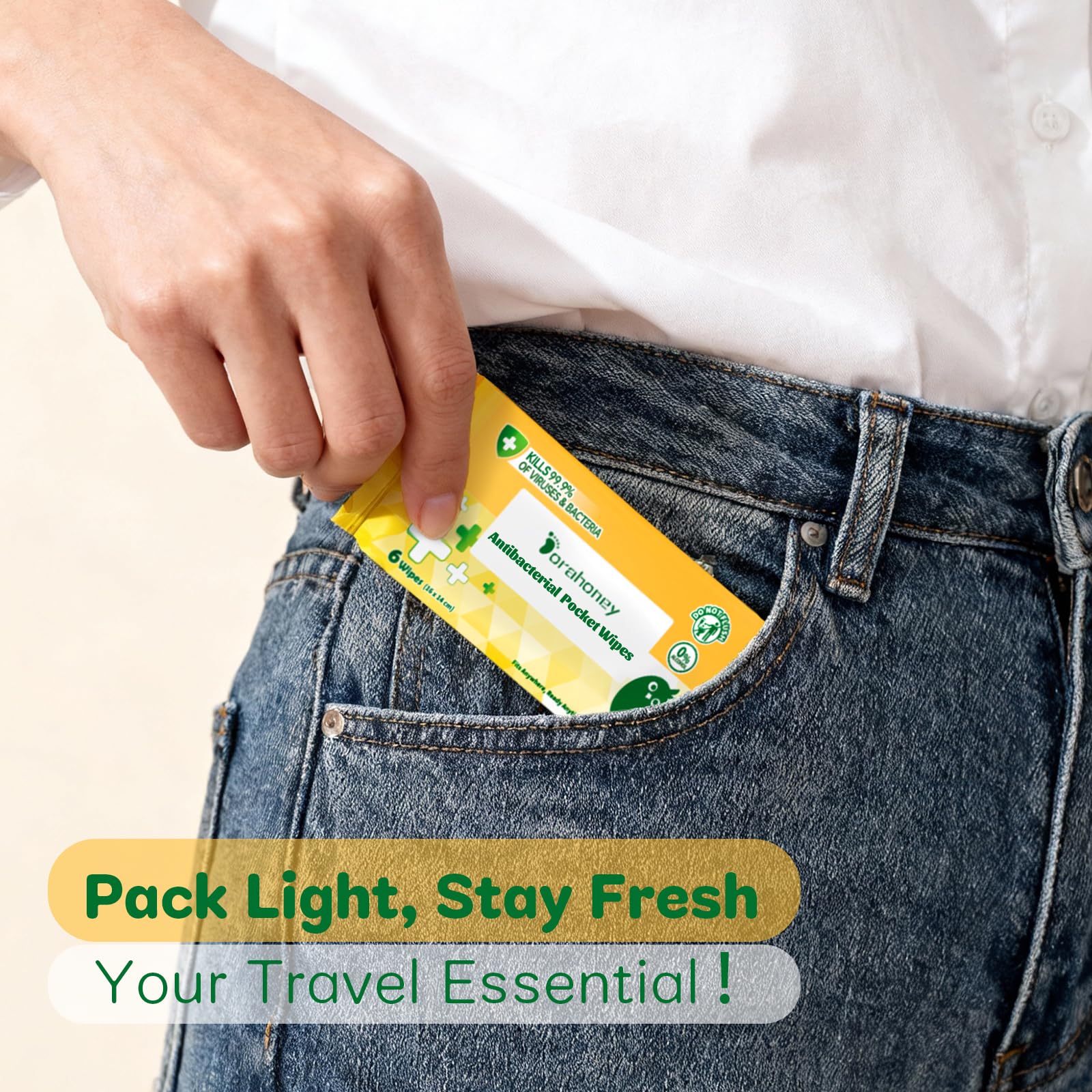 DORAHONEY toallita desplegada, limpieza rápida sin alcohol para manos