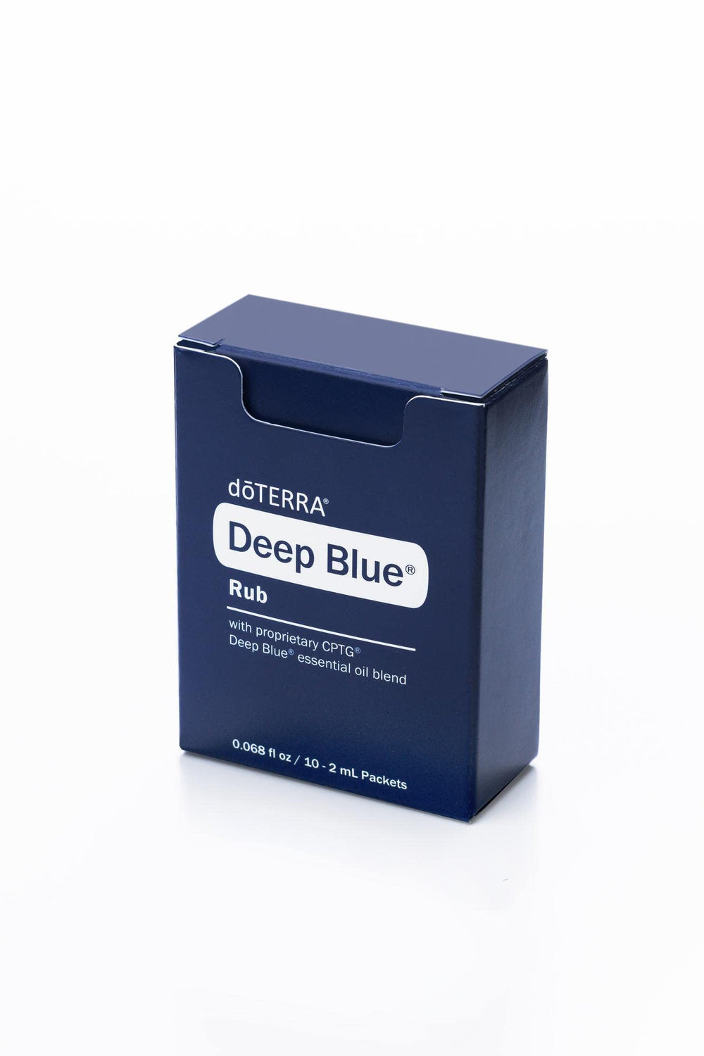 doTERRA comparación de tamaño de muestra Deep Blue Rub mostrando portabilidad
