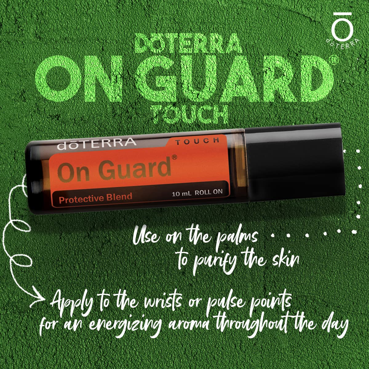 doTERRA On Guard Touch detalle de textura y aplicador roll on que facilita la absorción