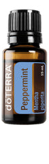 doTERRA Peppermint frontal del envase mostrando la marca y frescor