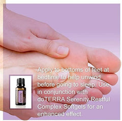 doTERRA Serenity junto a cama ilustrando apoyo a rutina para dormir